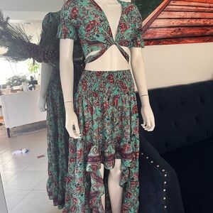Floral Two-Piece Set in Green and Red small